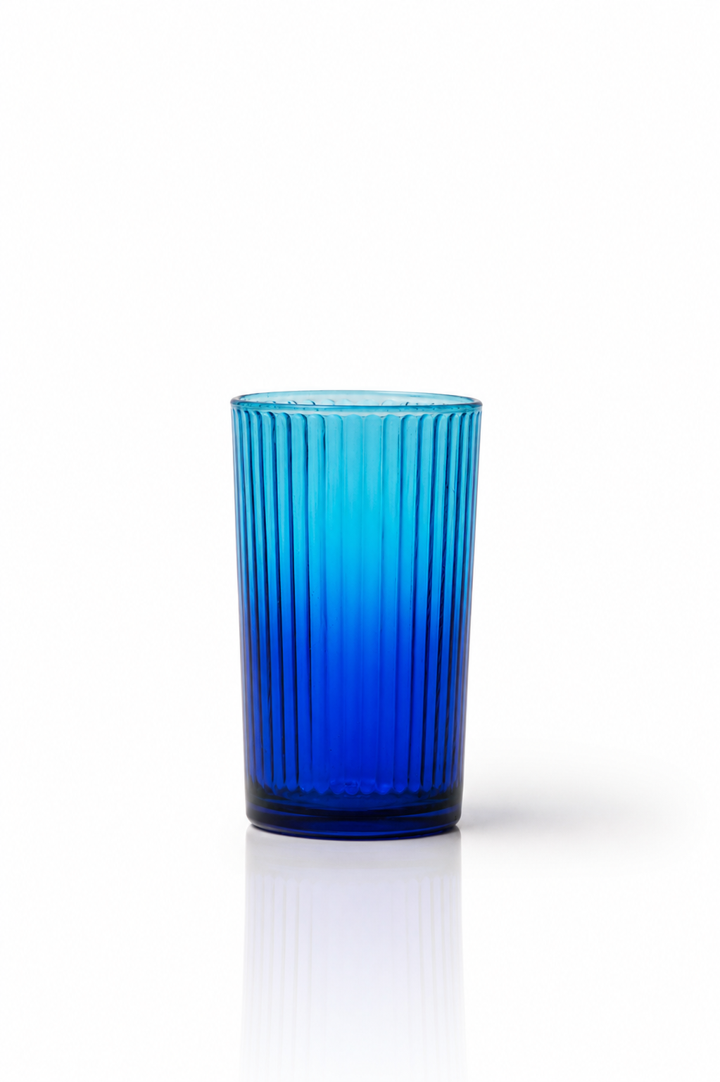 Blue Ribbed Glass Tumbler
